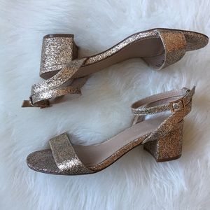 LAST CHANCE! ASOS Golden glitter low heel sandals